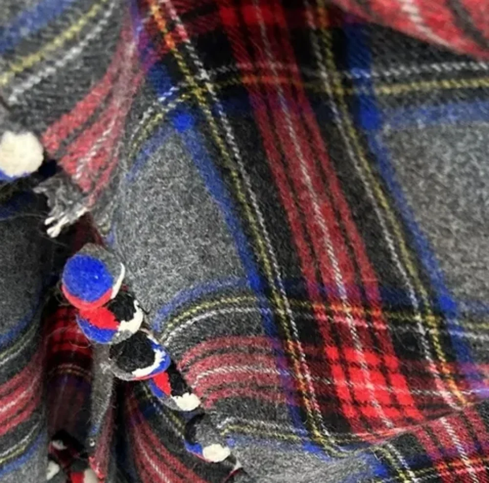 J. CREW | Wool, Plaid Pom Pom Blanket Scarf